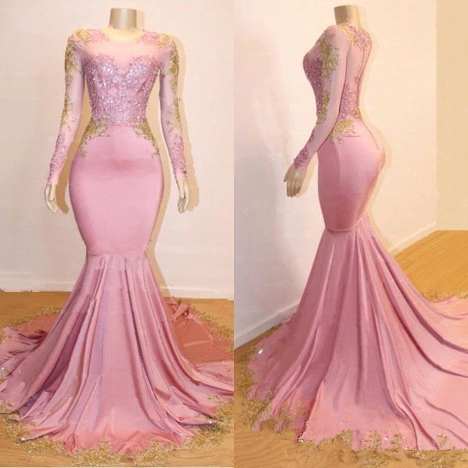 Mermaid Scoop Neck Sweep / Brush Train Evening Dress With Appliques 2