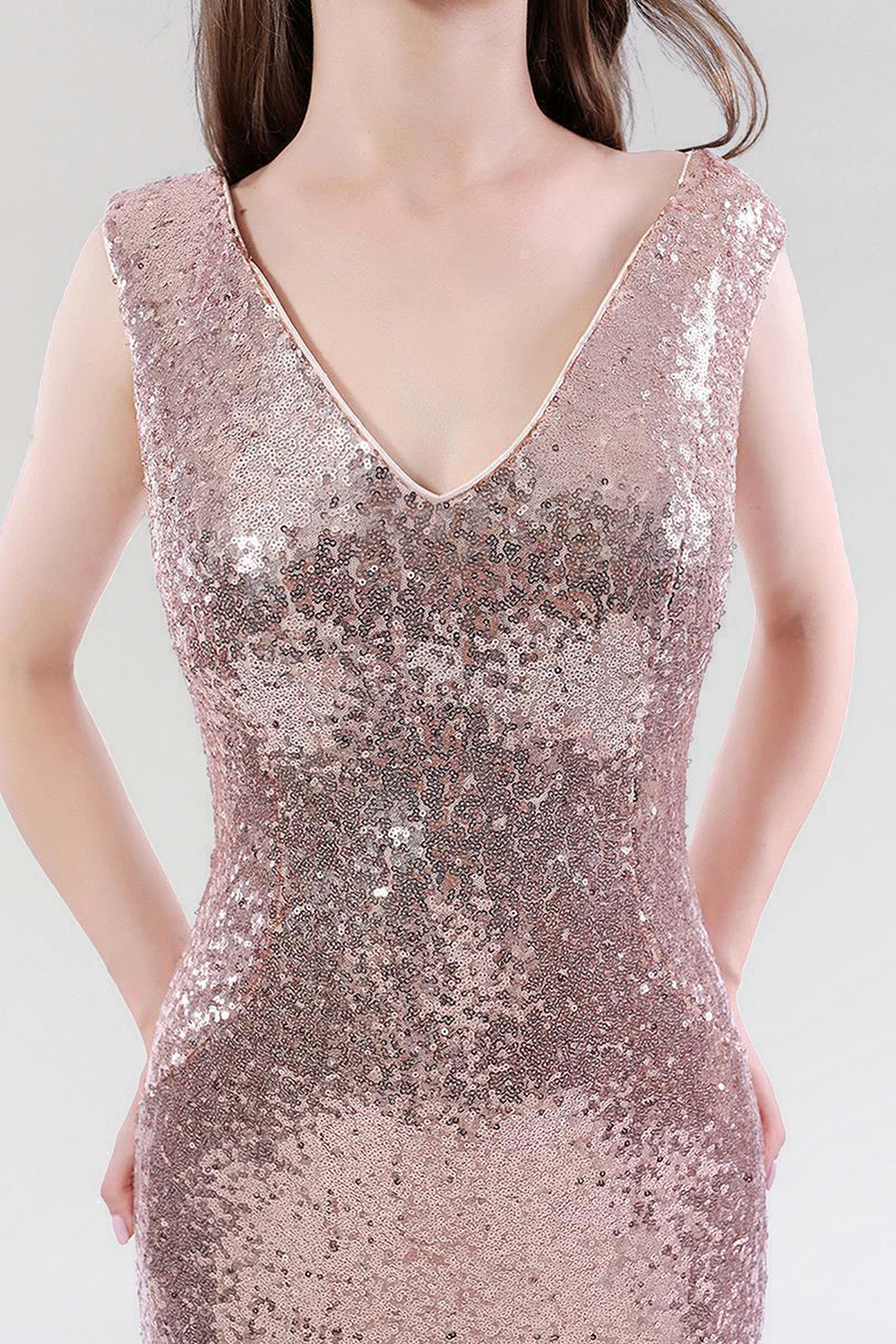 Mermaid V-neck Sleeveless Floor-length Bridesmaid Dress With Sequins 5