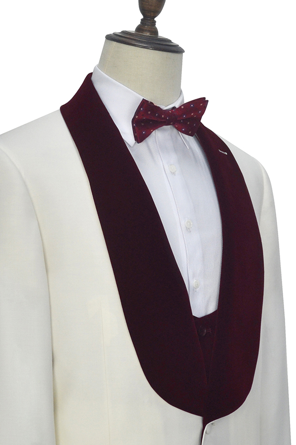 White Velvet Wedding Tuxedos 6
