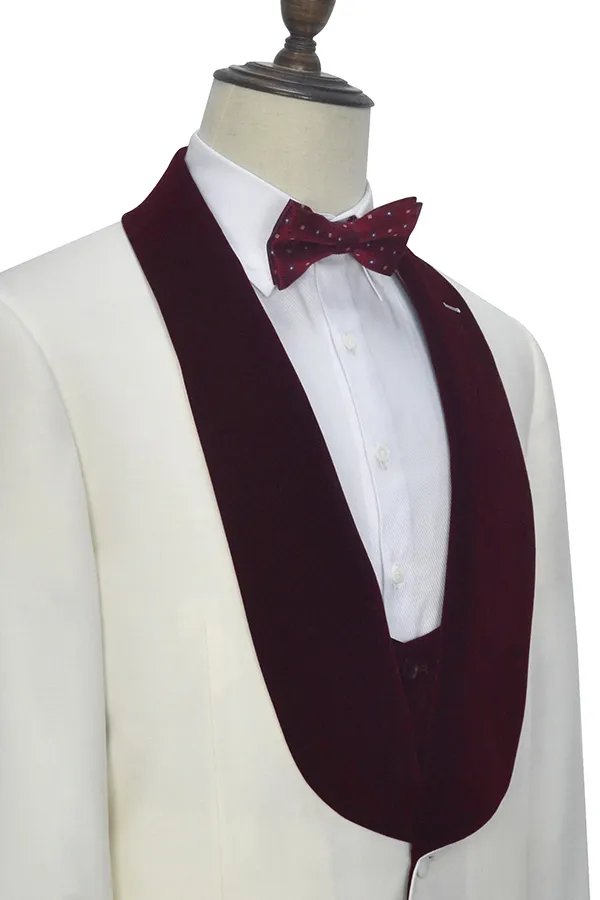 White Velvet Wedding Tuxedos 6