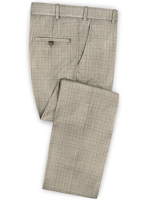Slim Fit Khaki Checked Two Pieces Tuxedo Online Men Suits 3