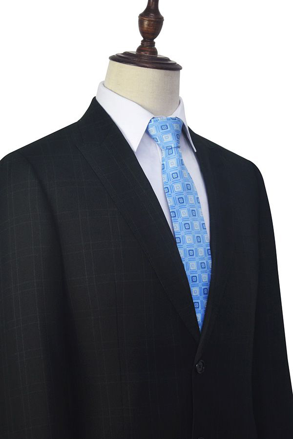 Black Plaid Mens Suits for Business 4
