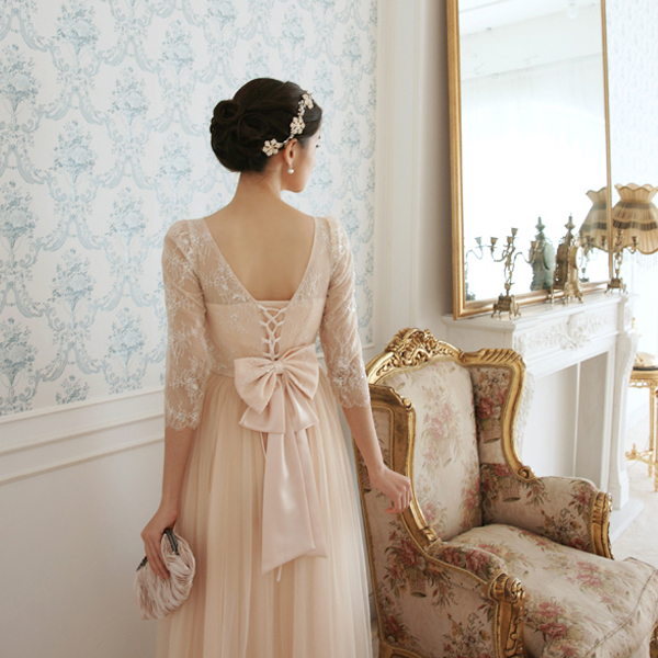 A-line Ankle-length 100D Chiffon Evening Dress With Lace 2