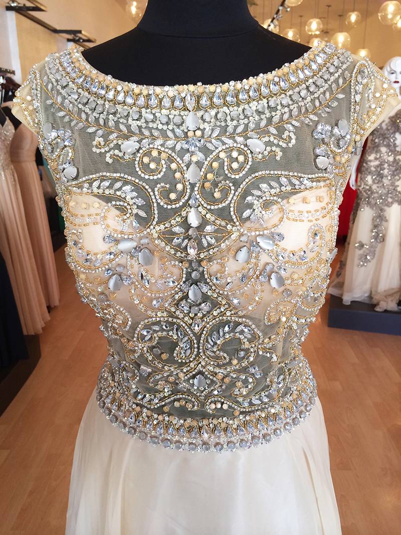 A-line Sleeveless Floor-length Evening Dress With Crystal 2