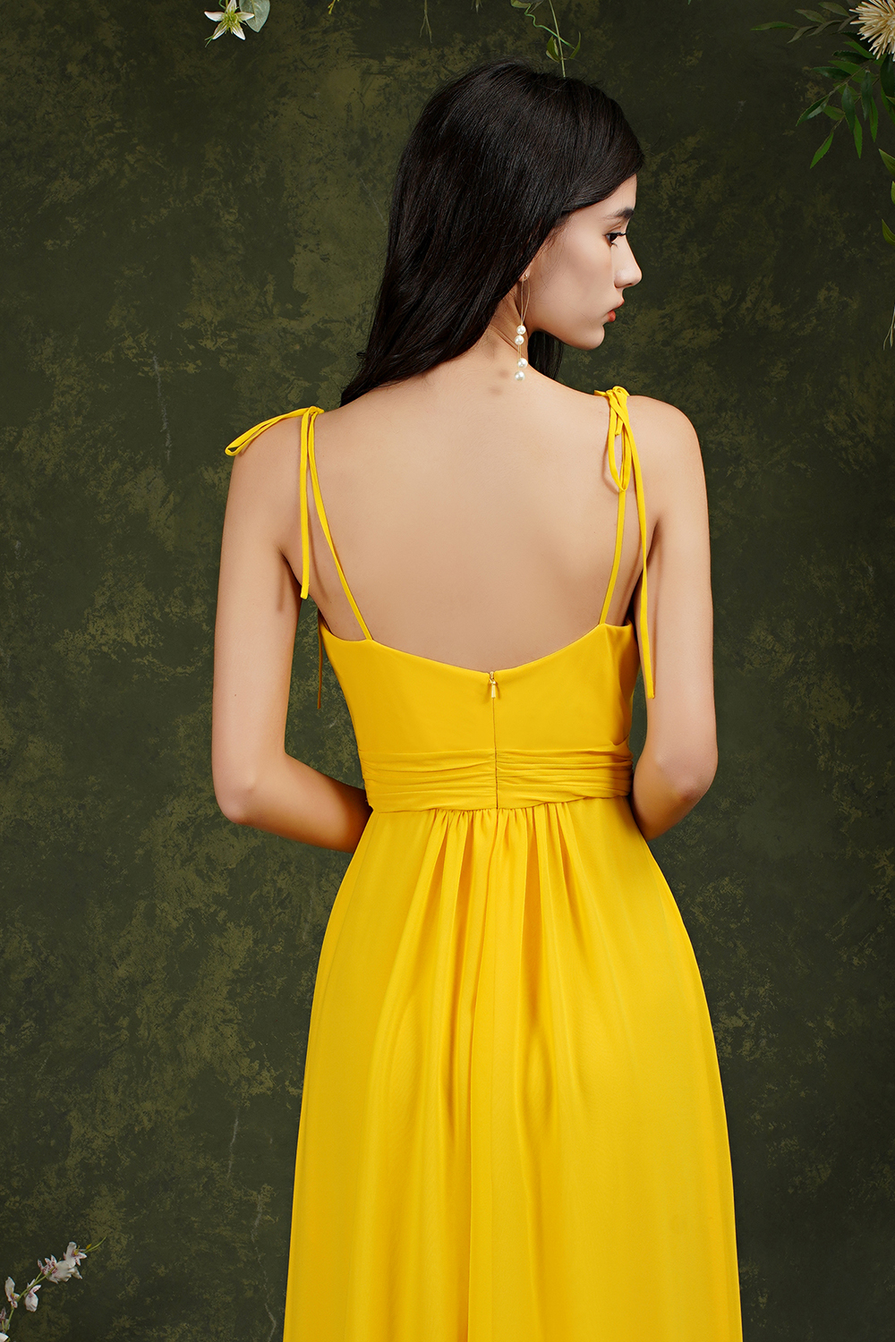 A-line Strapless Spaghetti Straps Sleeveless Floor-length 100D Chiffon Bridesmaid Dress With Ruffles 6
