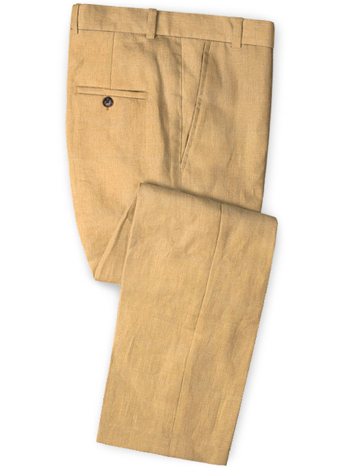 Gold Brown Linen Men Suits 3