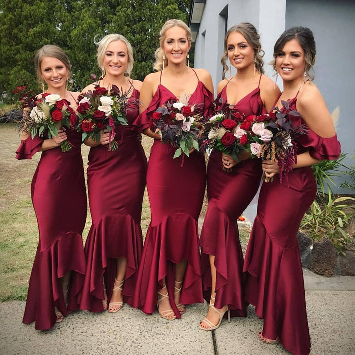 Mermaid V-neck Sleeveless Floor-length Bridesmaid Attire 2