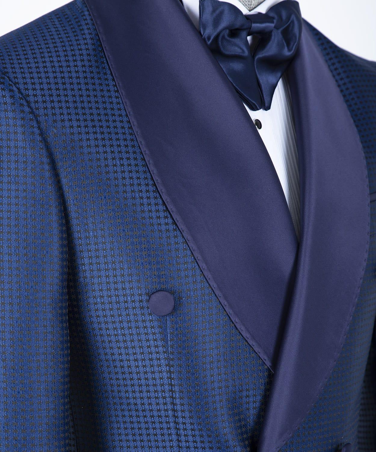 Navy Double Breasted Shawl Lapel Wedding Suit 2