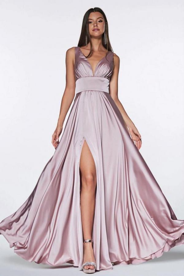 A-line Straps Sleeveless Floor-length Stretch Satin Evening Dress With Ruffles 3