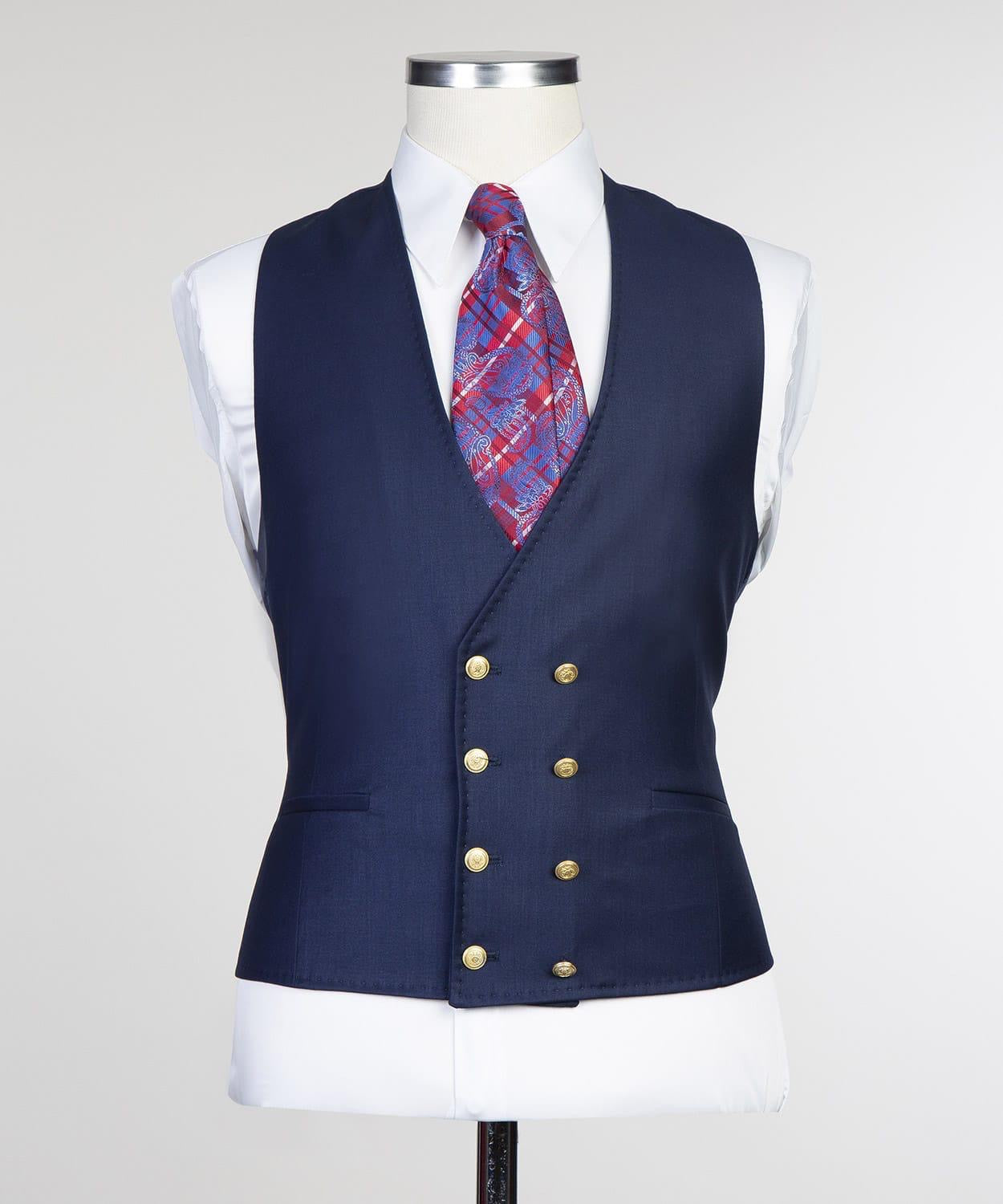 Dark Navy 3-Pieces Men Suit with Peaked Lapel 2