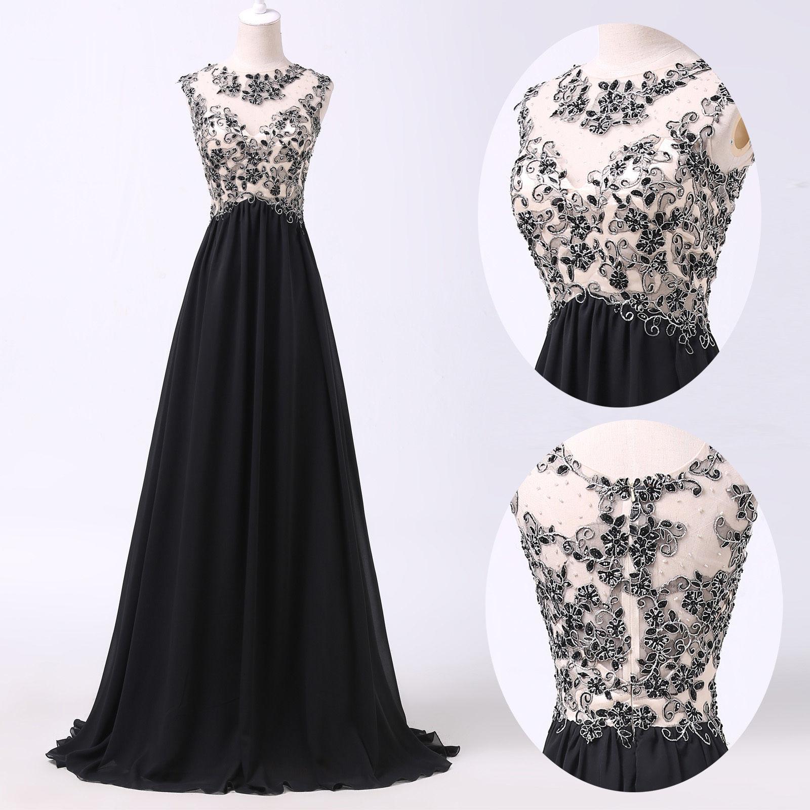 A-line Sleeveless Floor-length 100D Chiffon Evening Gown With Appliques 2
