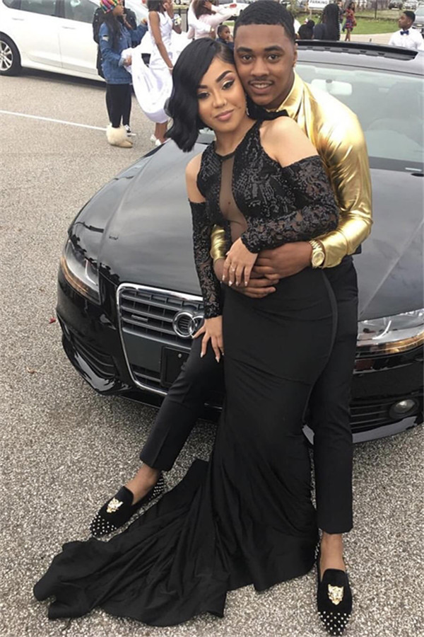 Mermaid Jewel Neck Sweep / Brush Train Evening Gown With Appliques 3