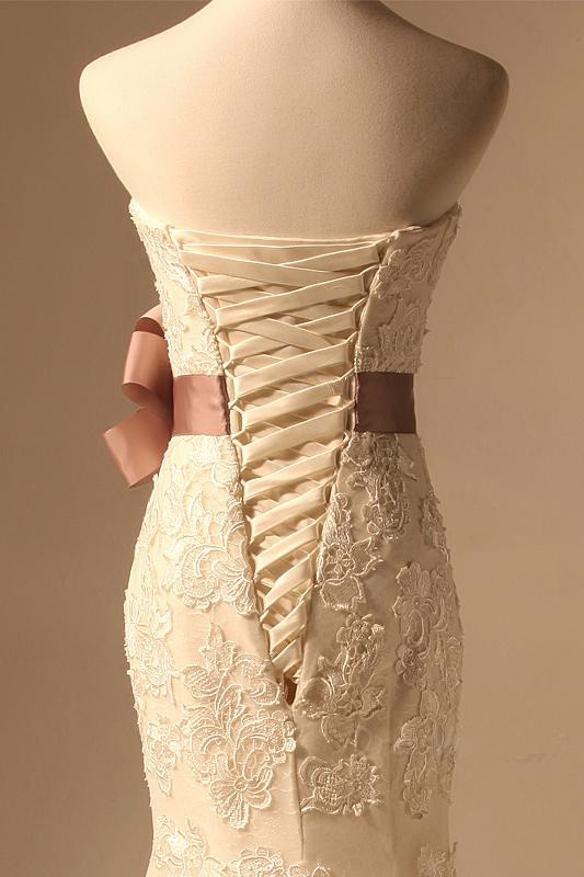 Mermaid Strapless Sleeveless Floor-length Wedding Dress With Lace 4