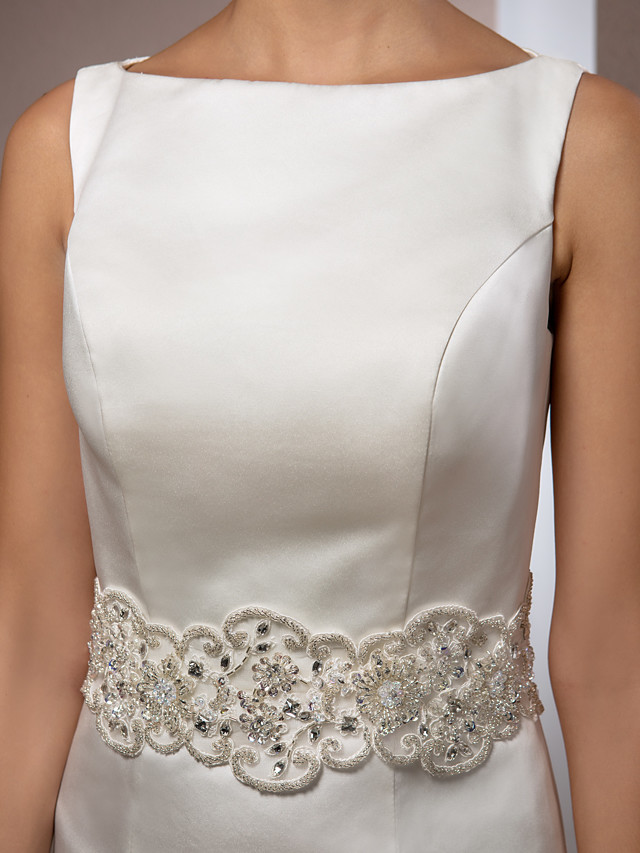 Mermaid Straps Bateau Neck Cathedral Train Tulle Wedding Gown With Beading 7