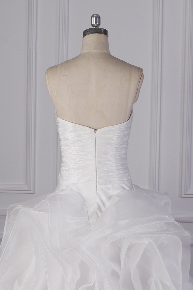 Strapless Sweetheart Neck Sleeveless Floor-length Organza Bridal Dress With Ruffles 6