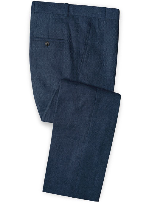 Dark Blue Linen Beach Wedding Tuxedos 3