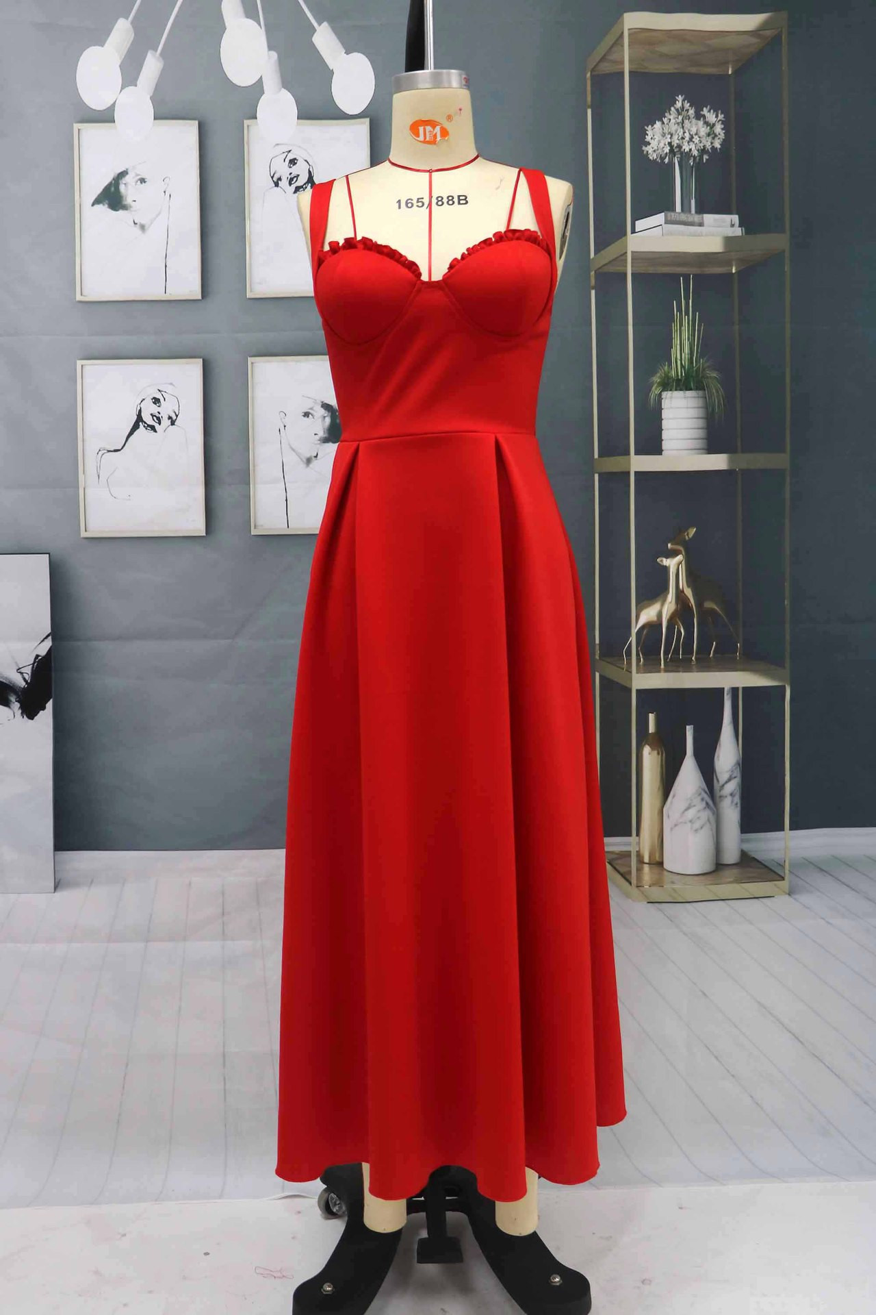 Column Spaghetti Straps Sweetheart Neck Sleeveless Ankle-length Homecoming Gown 2