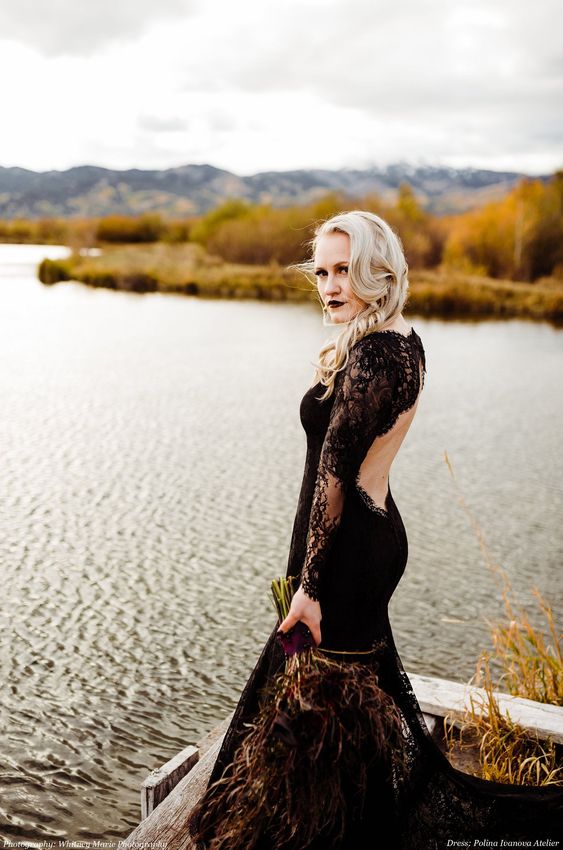 Mermaid Jewel Neck Long Sleeves Sweep / Brush Train Lace Bridal Gown With Lace 3