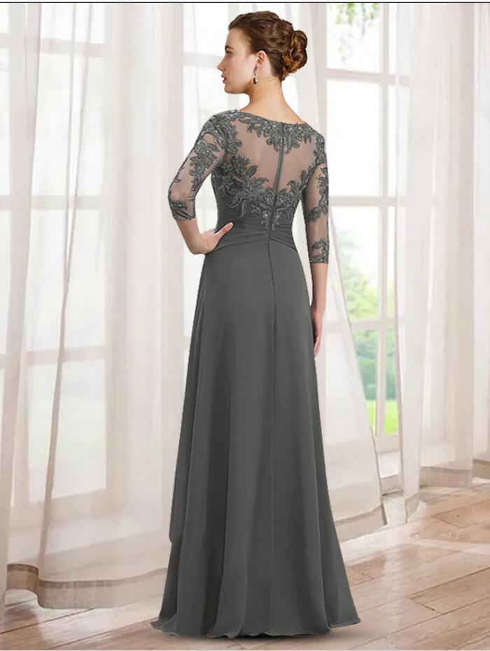 Half Sleeves Lace Appliques Mother of Bride Long Dress 2