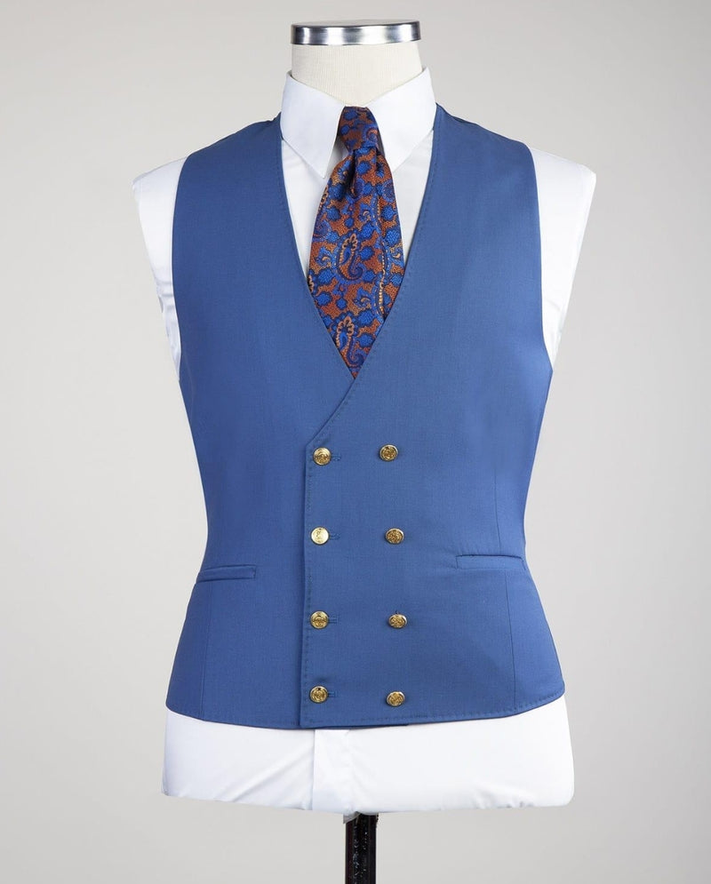 Blue Three Pieces  Slim Fit Business Men Suit 2