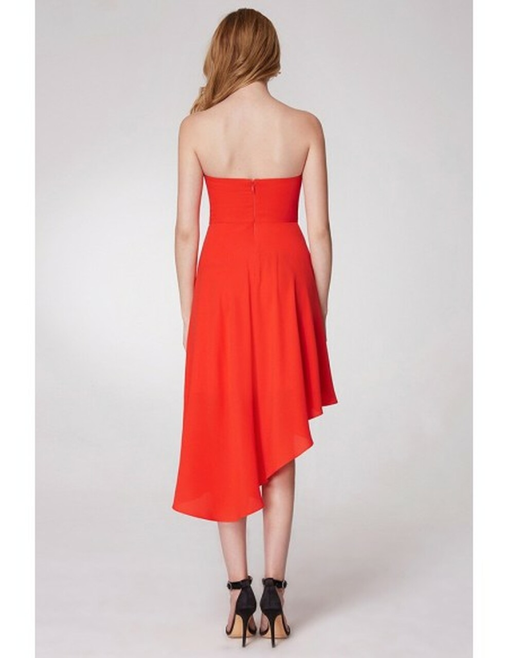 Orange Short  Asymmetrical Hem Chiffon Bridesmaid Dress 2