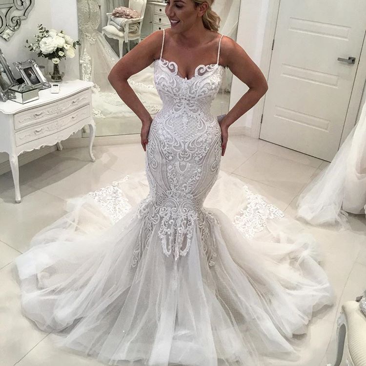 Mermaid Sweetheart Neck Sleeveless Floor-length Wedding Gown With Lace 2