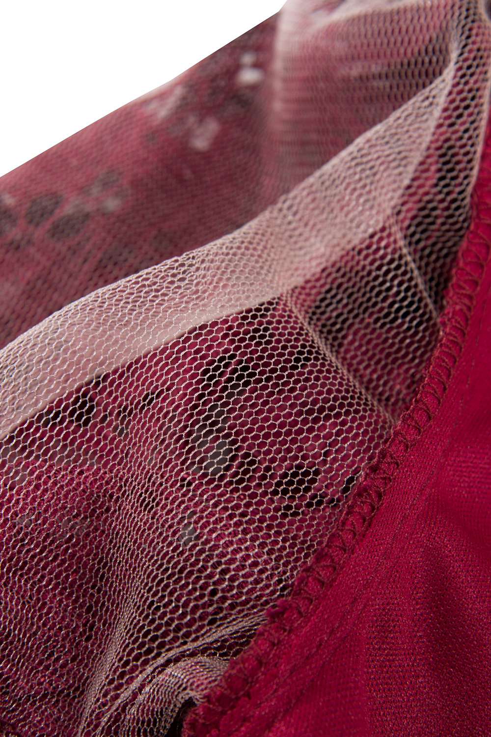 A-line V-neck Short Sleeves Tea-length Lace Bridesmaid Dress With Ribbons 10