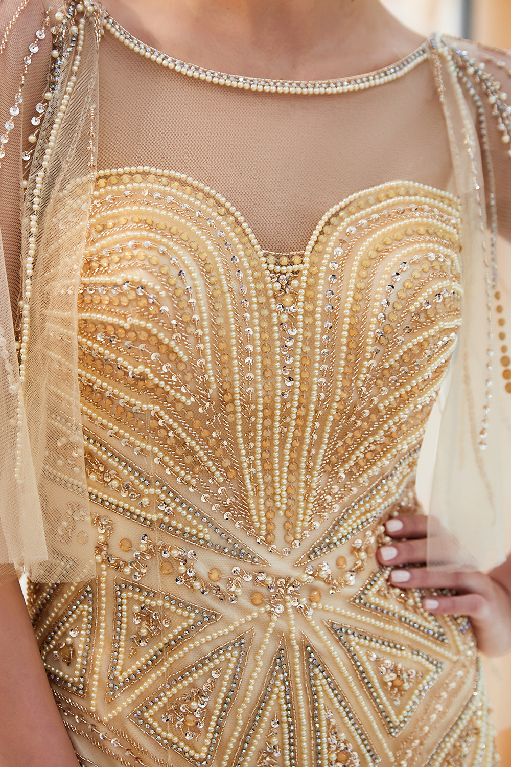 Mermaid Illusion Sweetheart Neck Sleeveless Sweep / Brush Train Tulle Evening Dress With Crystal 16