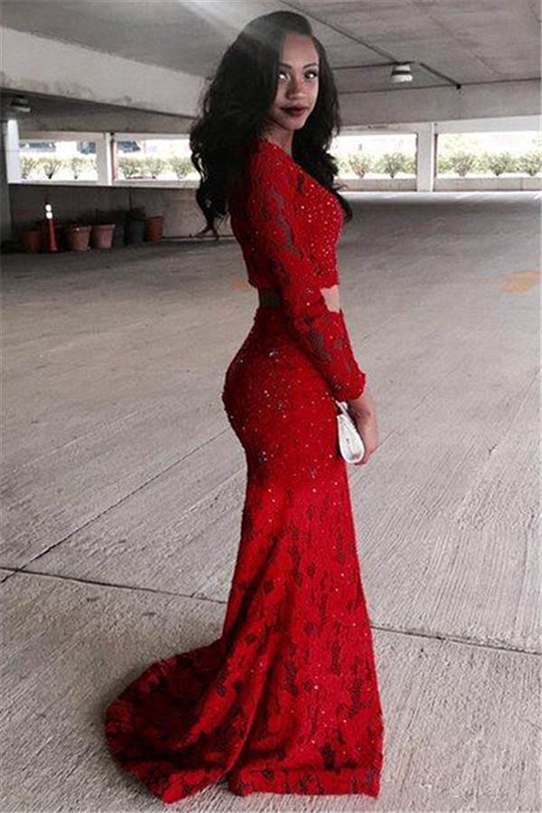 Column Jewel Neck Sweep / Brush Train Formal Dress With Lace 3