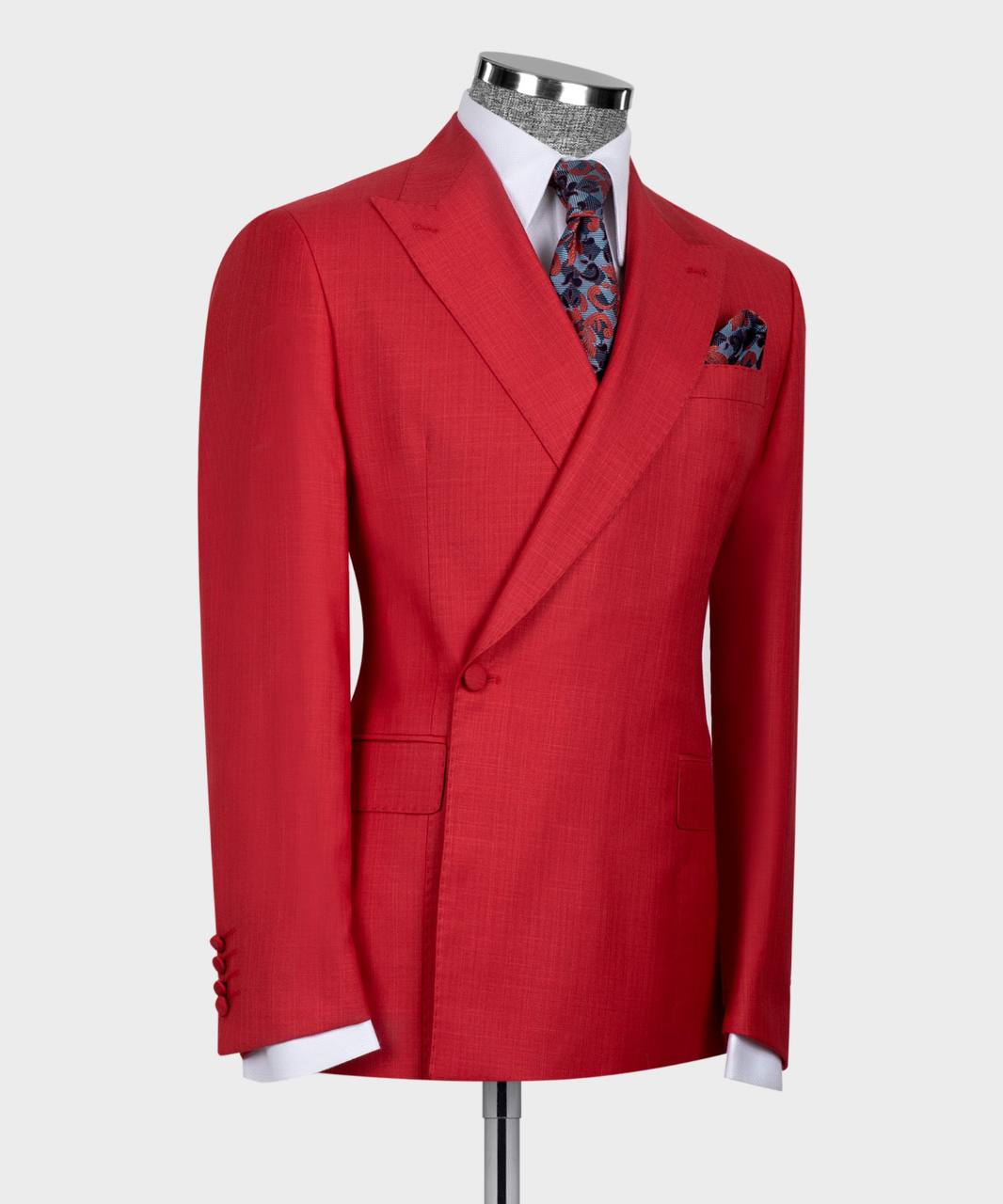Red One Button Two Pieces Prom Men Suit 3