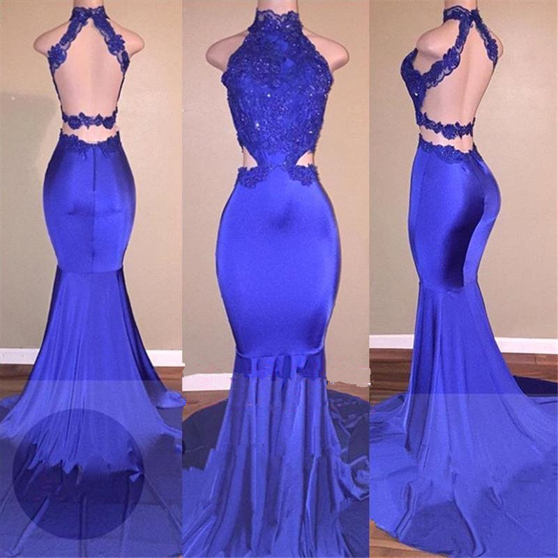 Mermaid Sleeveless Floor-length Stretch Satin Evening Dress With Lace 2