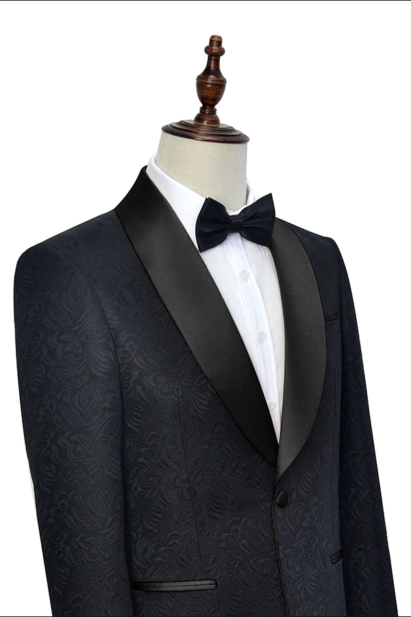 Black Jacquard Wedding Tuxedo 5