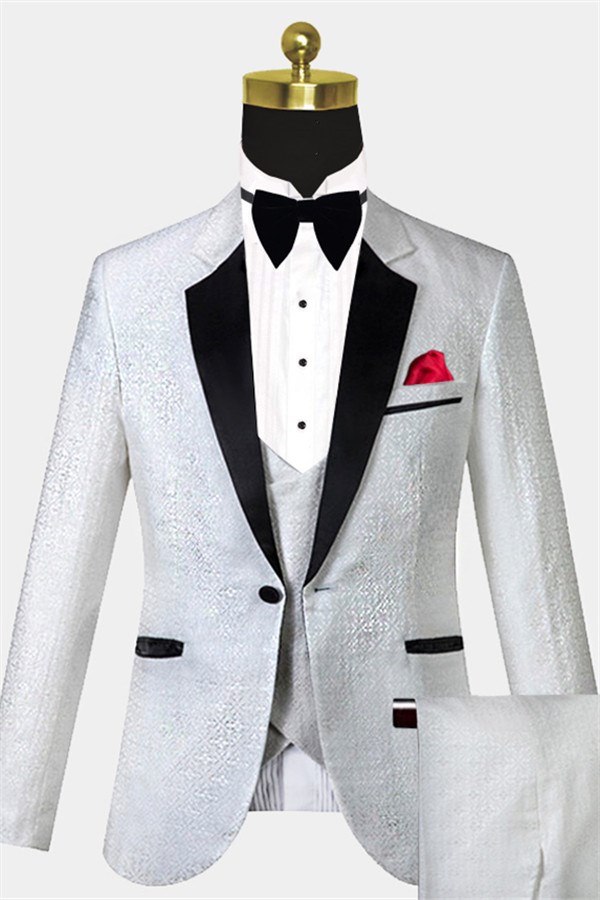 White  Dinner Tuxedo with Floral Print 1