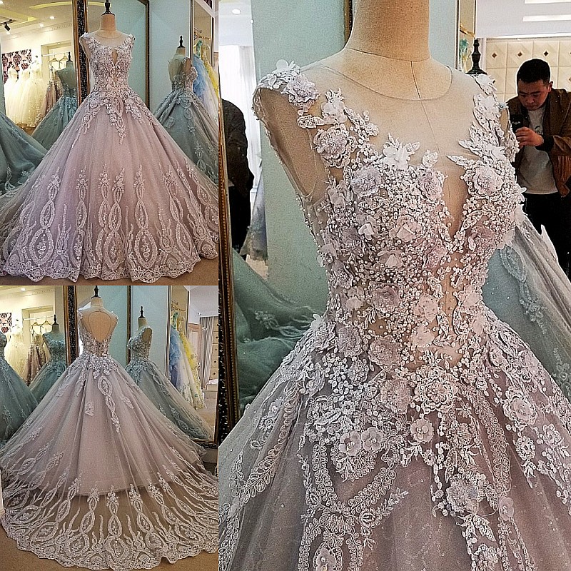 A-line Jewel Neck Sleeveless Sweep / Brush Train Tulle Evening Dress With Beading 6