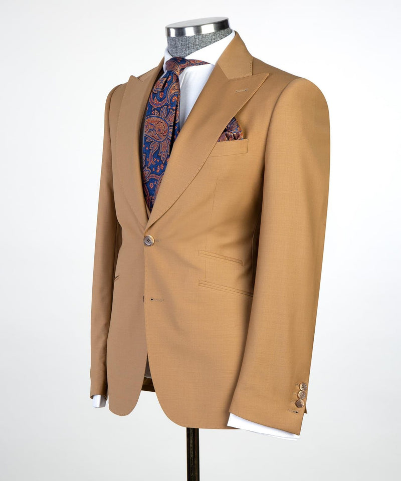 Brown Peaked Lapel  Business Men Suit 4