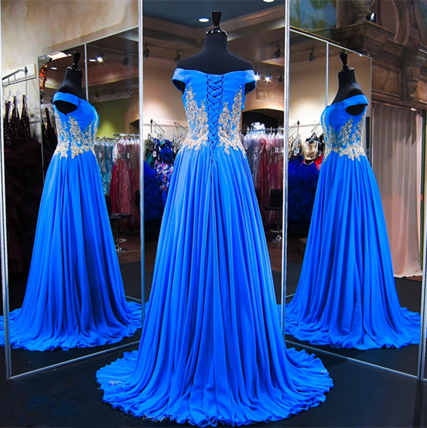 A-line Off-the-shoulder Sleeveless Sweep / Brush Train Evening Dress With Appliques 3