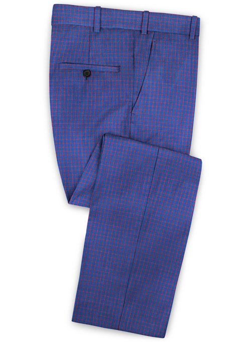 Checker Notch Lapel Royal Blue Tuxedo Online Men Suits 3