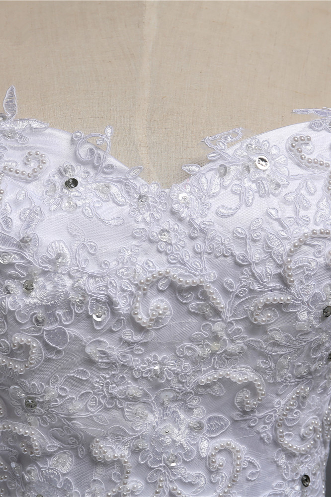 A-line Sweetheart Neck Floor-length Tulle Bridal Dress With Appliques 4