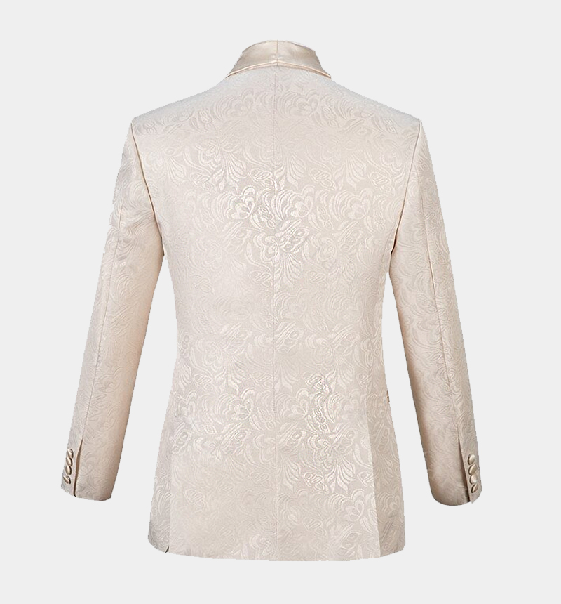 Light Champagne Jacquard Tuxedo with Shawl Lapel 2