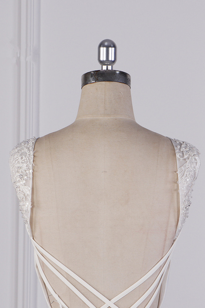 Mermaid Jewel Neck Sleeveless Floor-length 100D Chiffon Wedding Dress With Sequins 6