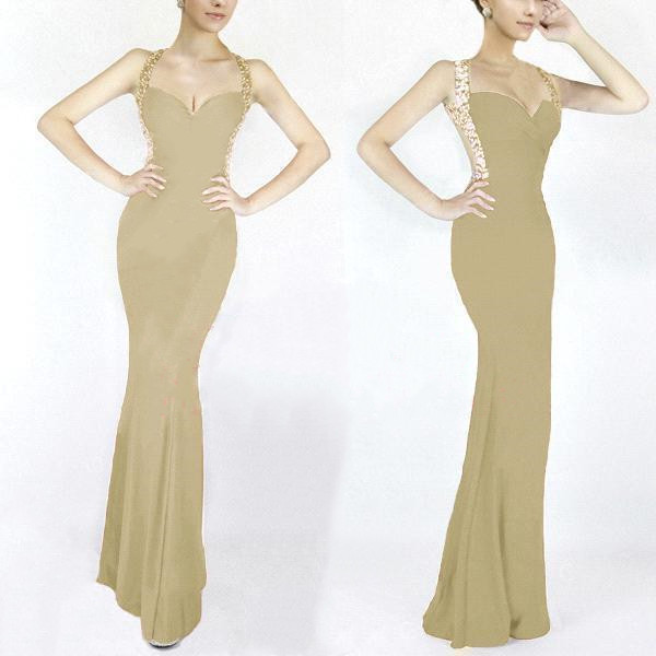 Mermaid Straps Sleeveless Sweep / Brush Train Spandex Evening Dress With Beading 6