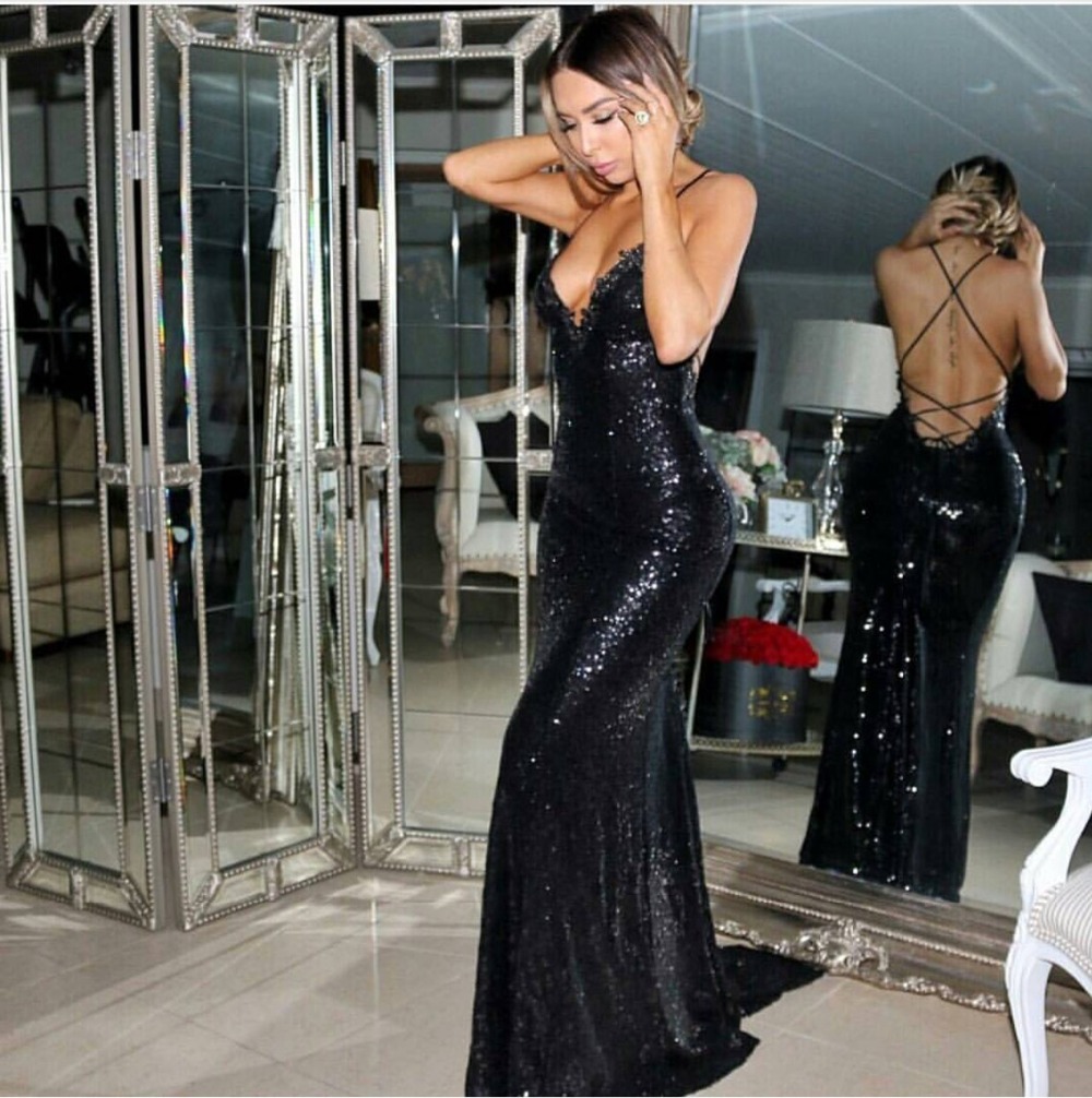 Mermaid Sleeveless Sweep / Brush Train Party Dress With Sequins 2