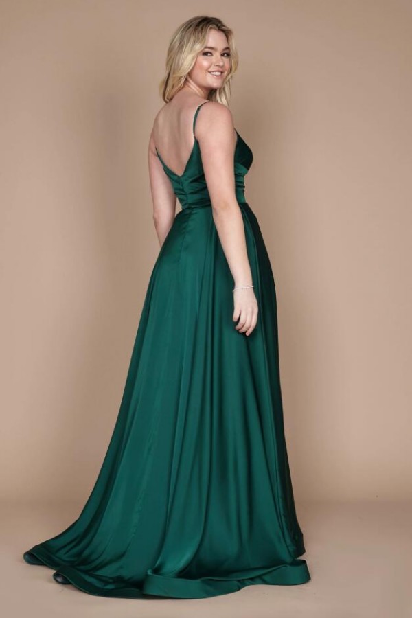 Column Spaghetti Straps Sleeveless Floor-length Satin Homecoming Dress With Ruffles 3