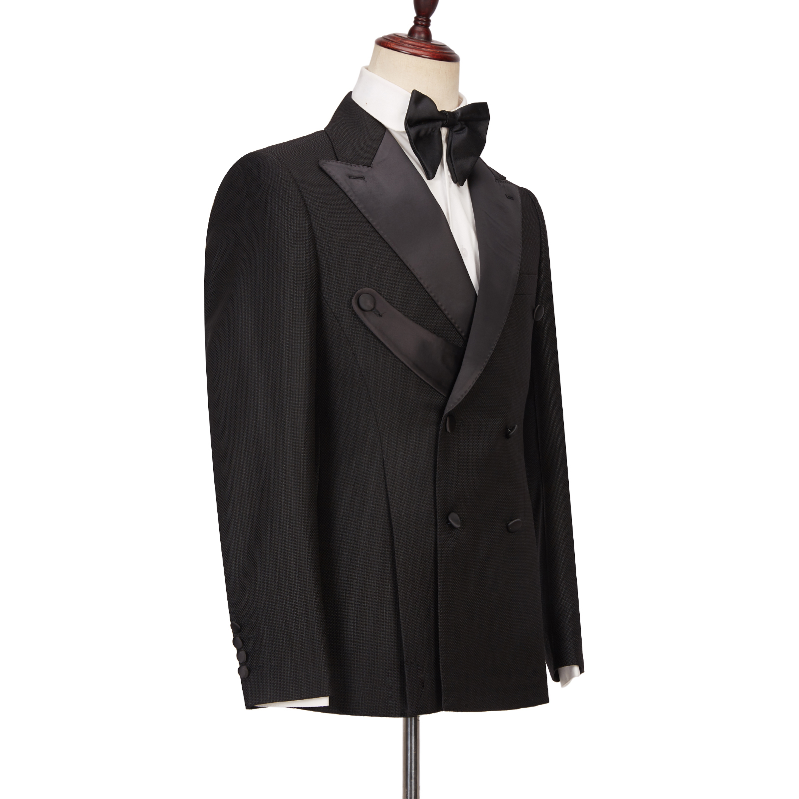 Black Double Breasted Peaked Lapel Best Fitted Men Suit 3