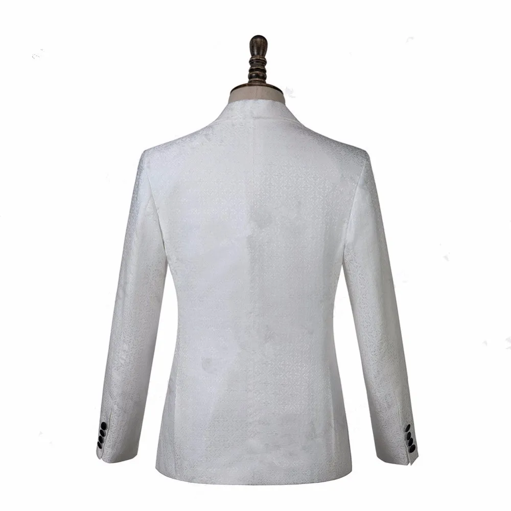 White Jacquard Knitted Wedding Suit 2