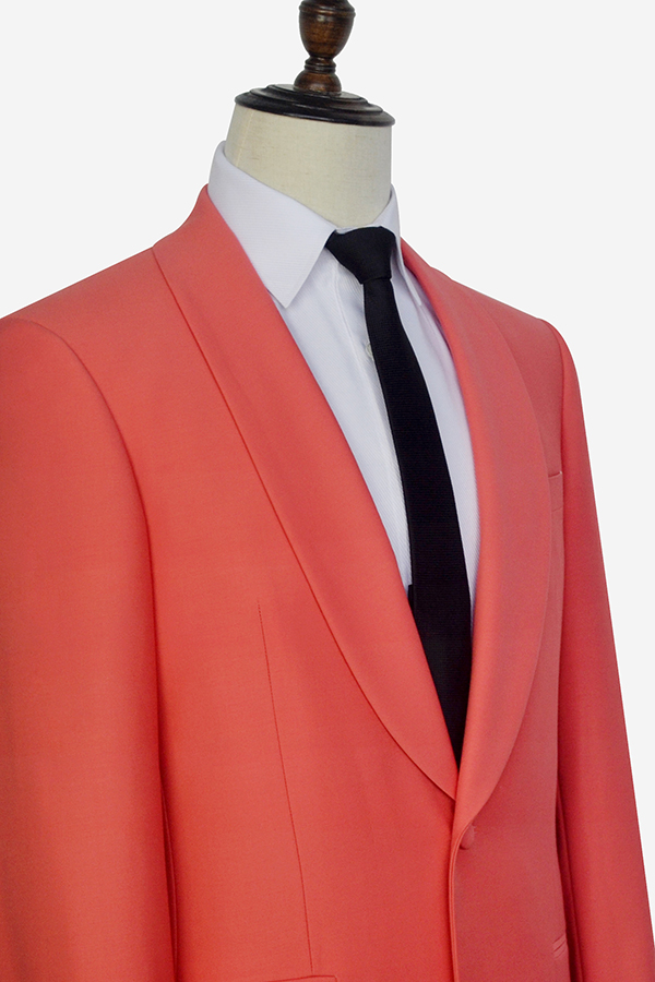 Orange Single Breasted Mens Prom Suits with Shawl Lapel 3