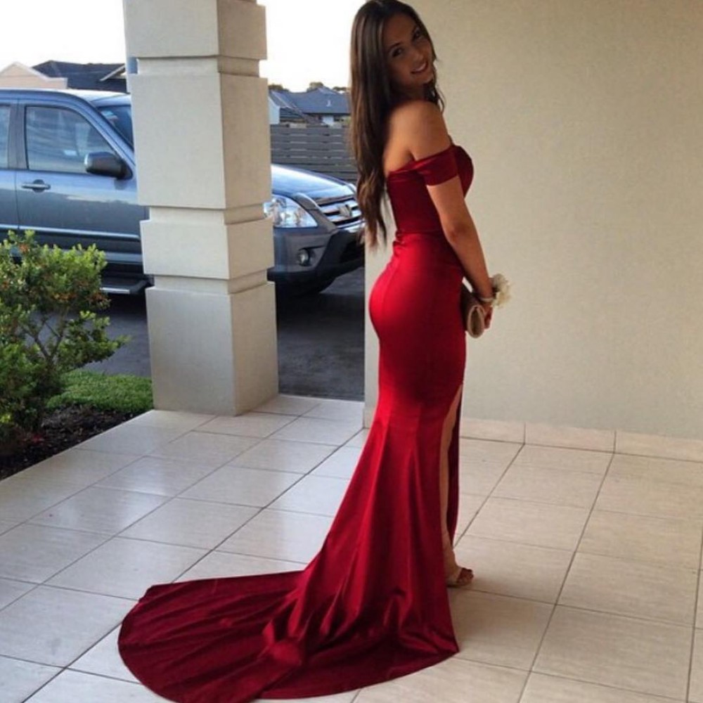 Mermaid Sweetheart Neck Cap Sleeves Stretch Satin Evening Gown With Court Train 2