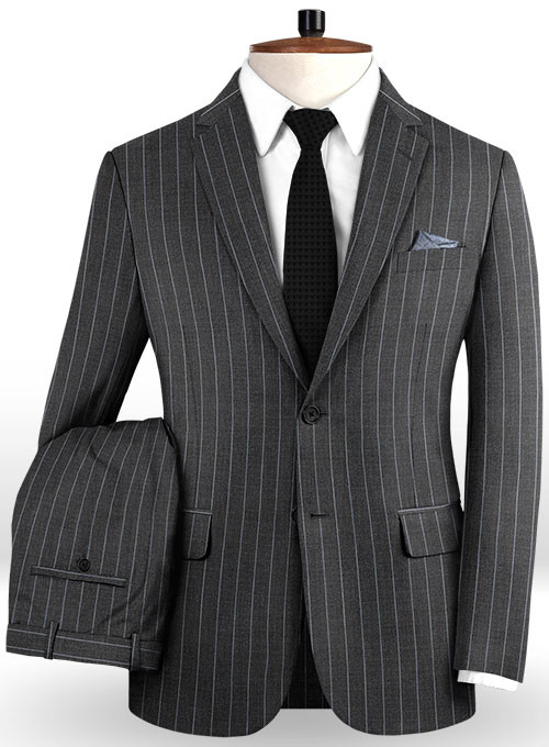 Smoking Gray Striped Notch Lapel Men's Suit 2