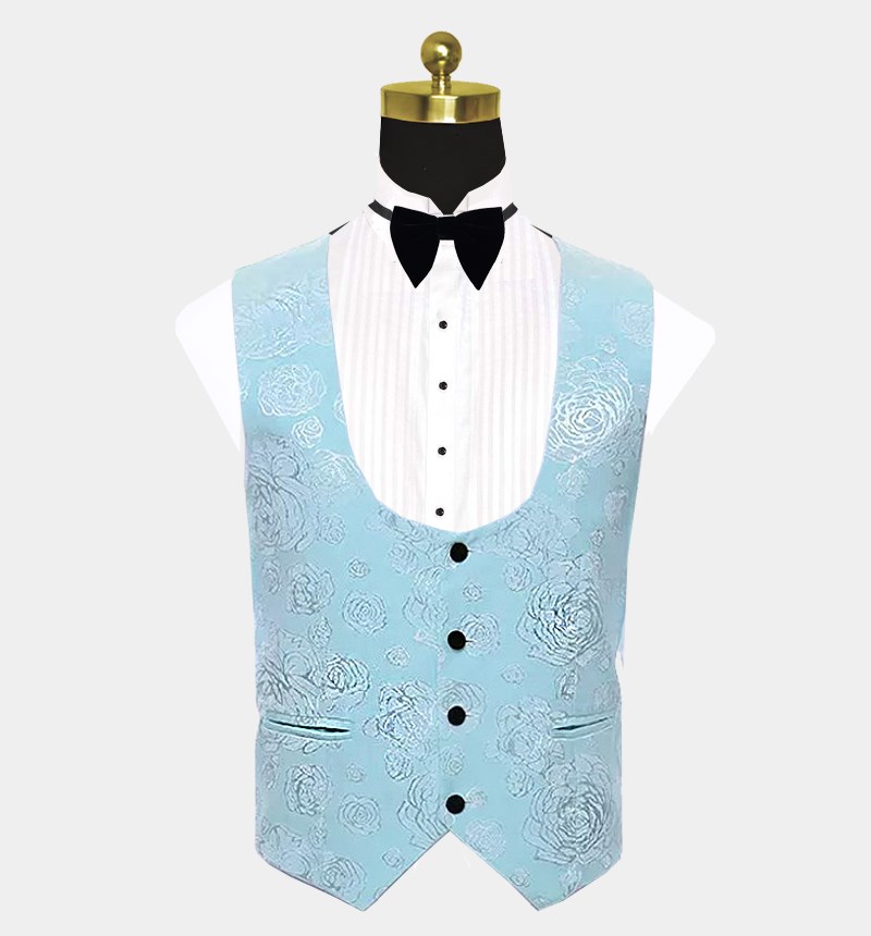 Floral Turquoise Tuxedo with Shawl Lapel 3