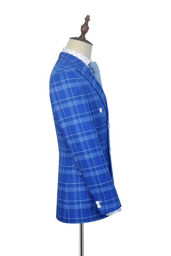 Blue Double Breasted Leisure Suits for Men 2